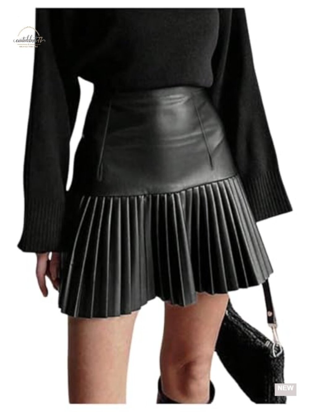 Floerns PU Leather High Waisted Pleated Mini Skirt Club Party Rave